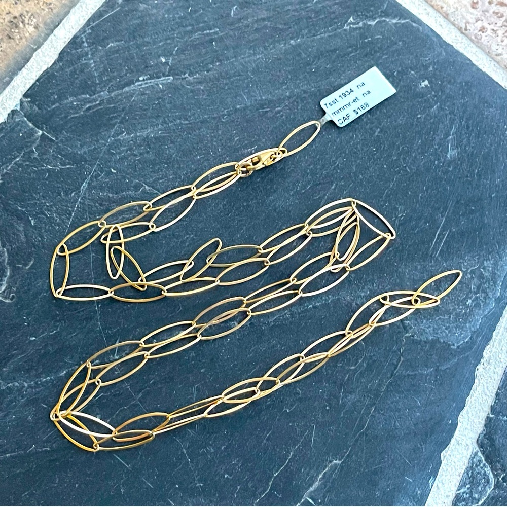 Elegant Gold Filled Marquis link Chain Necklace 36” long